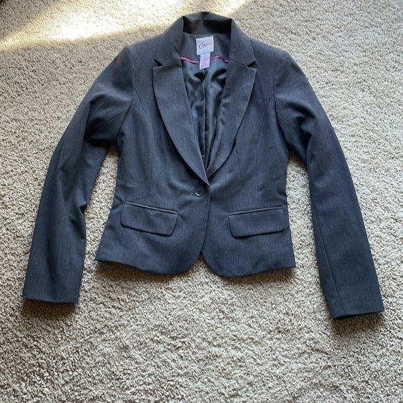 Candie’s L Button Front Blazer Jacket Women's Large Gray EUC Interview Business - Picture 2 of 9